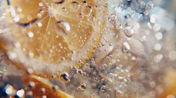 Refreshing glass of lemonade, condensation glistening in the summer heat photo