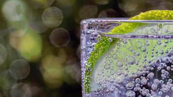 refrescante vaso de limonada, condensación brillante en el verano calor foto