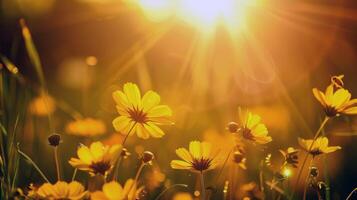 Sunny meadow alive with the buzzing of bees and the chirping of crickets, symphony of summer sounds photo