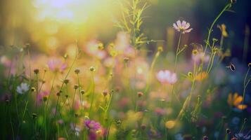 Sunny meadow alive with the buzzing of bees and the chirping of crickets, symphony of summer sounds photo