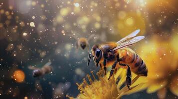 Sunny meadow alive with the buzzing of bees and the chirping of crickets, symphony of summer sounds photo