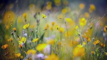 Sunny meadow alive with the buzzing of bees and the chirping of crickets, symphony of summer sounds photo