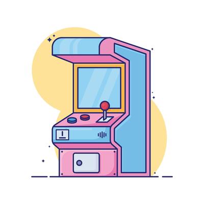 Illustration arcade game flat cartoon design style.