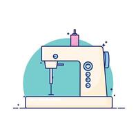 A white sewing machine with a pink needle and a pink button vector