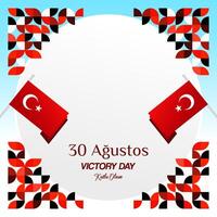 Turquía victoria día cuadrado bandera en moderno geométrico estilo con rojo colores. turco nacional día saludo tarjeta modelo ilustración en agosto 30 contento victoria día Turquía vector