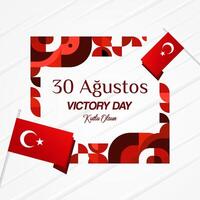 Turkey Victory Day square banner in modern geometric style with red colors. Turkish National Day greeting card template illustration on August 30. Happy Victory Day Turkey vector