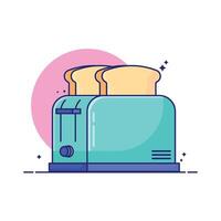 A blue toaster with two slices of bread in it vector