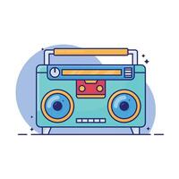 A cartoon radio with a blue and yellow color scheme vector