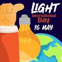 Banner international day of light good for international day of light celebration 16 may the Importance Use of Lamp in Flat Cartoon Template for background, banner, card, poster. vector