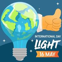 Banner international day of light good for international day of light celebration 16 may the Importance Use of Lamp in Flat Cartoon Template for background, banner, card, poster. vector