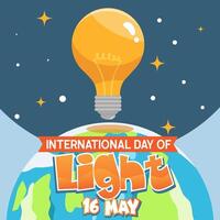 Banner international day of light good for international day of light celebration 16 may the Importance Use of Lamp in Flat Cartoon Template for background, banner, card, poster. vector