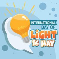 Banner international day of light good for international day of light celebration 16 may the Importance Use of Lamp in Flat Cartoon Template for background, banner, card, poster. vector