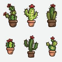 cactus doodle collection design vector