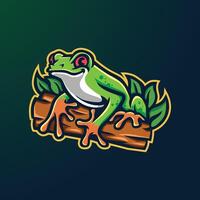 frog mascot character logo design vector