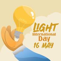 Banner international day of light good for international day of light celebration 16 may the Importance Use of Lamp in Flat Cartoon Template for background, banner, card, poster. vector