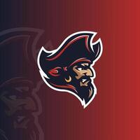 pirate mascot esport logo design vector