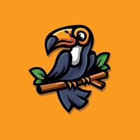 tucán pájaro mascota personaje logo diseño vector
