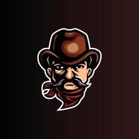 cowboy mascot esport logo design vector