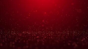 Abstract luxury red background made of flying and shiny particles.Flight of bright dots, bokeh awards dust. seamless loop video