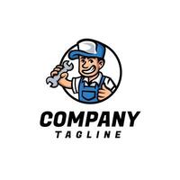 personal de mantenimiento mascota personaje logo diseño vector