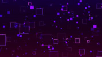 Abstract background with squares particles on a colorful gradient background. Animation for presentations or performances. seamless loop video