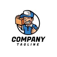 delivery man courir mascot character logo design vector