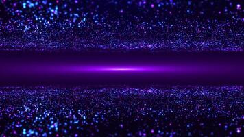 abstrakt futuristisch Cyber Welt Szene mit Staub Partikel Oberfläche und glänzend Punkte, Sci-Fi Welle, glühend Technologie Oberfläche, Neon- Nacht Szene, 4k Digital Wissenschaft Animation, nahtlos Schleife video