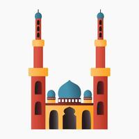 islamic mosque illustration, flat style vector