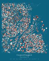 Copenhague, Dinamarca, ciudad centro urbano detalle calles carreteras color mapa, elemento modelo imagen vector