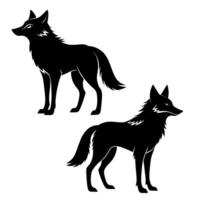 Silhouettes of a wolves. Isolated on a white background. vector