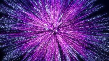 abstrakt färgrik damm explosion av partiklar, rörelse av lysande partiklar, hastighet av ljus, fyrverkeri från prickar och partiklar, Plats scen, trogen bakgrund. video