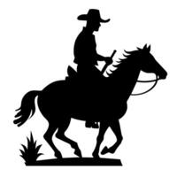 Cowboy on horse silhouette illustration isolated on white background. vector