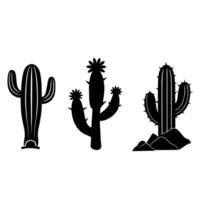 conjunto de cactus cactus negro silueta. vector