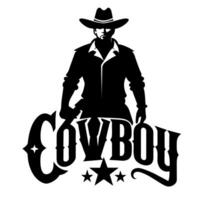 Illustration of a cowboys silhouette and the inscription. vector