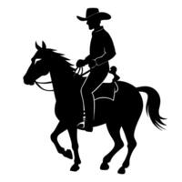 Cowboy on horse silhouette illustration isolated on white background. vector
