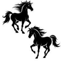 Horse Silhouettes. illustration ready for vinyl cutting. Western concept. vector