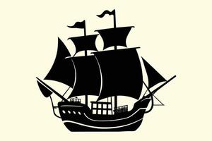 Pirate Ship illustration silhouette. vector