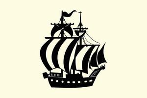 Pirate Ship illustration silhouette. vector