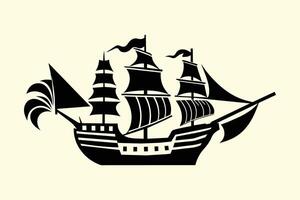 Pirate Ship illustration silhouette. vector