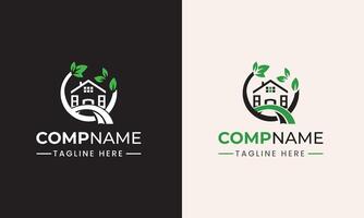 Real-estate icon with leaf, home icon with bird, building logo, icon house illustration symbol idea vector