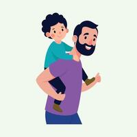Dad is my superhero Fathers Day Daddy Carrying Son on Shoulder vector