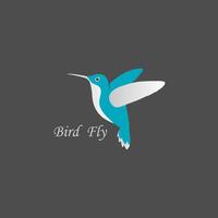 illustration minimalist logo of a hummingbird on a dark background with the text vector