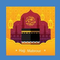 hajj mabrour celebration with koran sacred book vector
