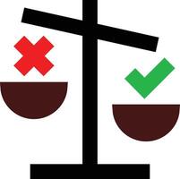 Flat Justice Icon with right and wrong sign vector