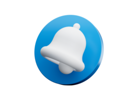 3D Bell notification with Blue bubble. Cartoon creative design icon. 3D illustration png