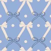 Seamless pattern with bows. Endless ornament with hand drawn ribbons. vector