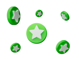 3d Green and white stars 3d illustration png