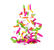 Colorful sprinkle falling 3d illustration png