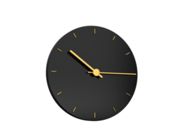 Premium Gold Clock icon isolated quarter past ten on black icon. ten fifteen o'clock Time icon 3d illustration png