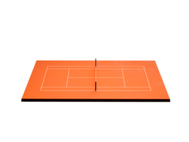 3d oranje klei tennis rechtbank veld- met netto en wit lijnen markering grenzen 3d illustratie png